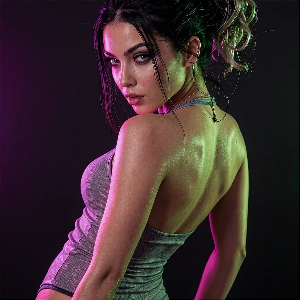 Blurred side preview of another AI character in the DirtyChat · after dark gallery (AI-generated)