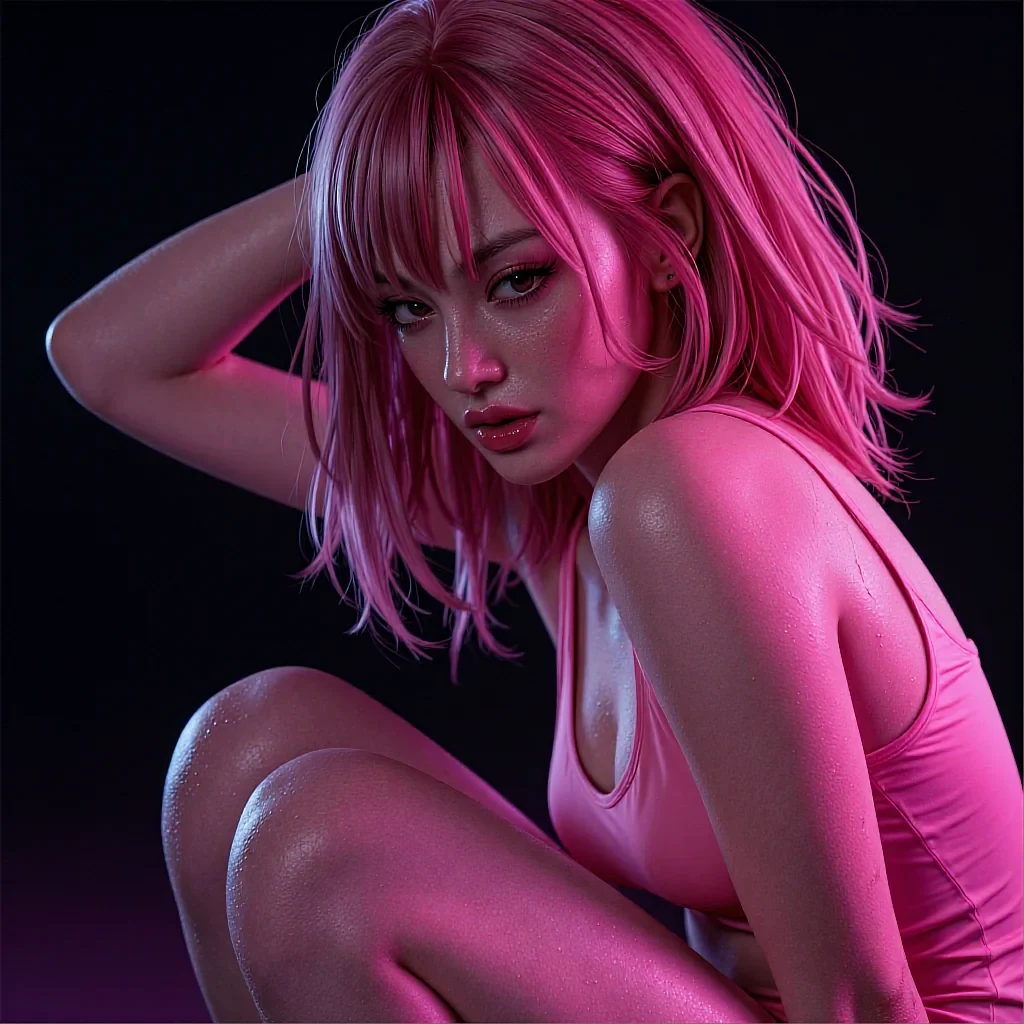 Scarlett's profile card shown inside the DirtyChat gallery app (AI-generated, not a real person)